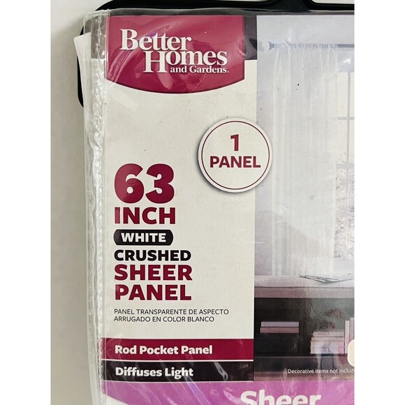 Better Homes & Gardens Solid Print Rod Pocket Sheer Curtain Panel 51" X 63" - Picture 4 of 6